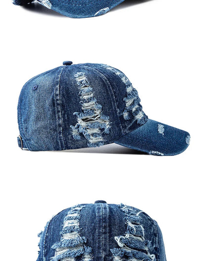 Vasket denim-baseballkasket til kvinder og mænd, solbeskyttende, åndbar forårs- og sommerhat, vintage snapback-kasket til kvinder