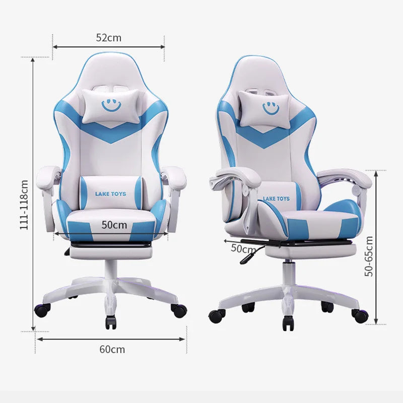Gaming Chair for Ergonomic Desk Racing Office Adjustable High Back Game Swivel Leather Chair with Lumbar Support and Headrest