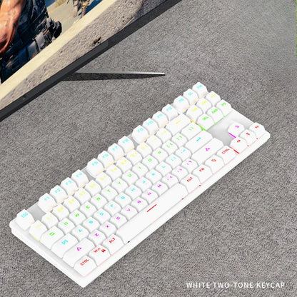 Gamer Mechanical keyboard 87 keys gaming 80% backlit key board ergonomic computer office wired mini pc numpad pink white black