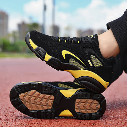 Zapatillas deportivas modernas de talla grande para hombre con bloques de color, cómodas, antideslizantes, con cordones, casuales y resistentes para actividades al aire libre masculinas