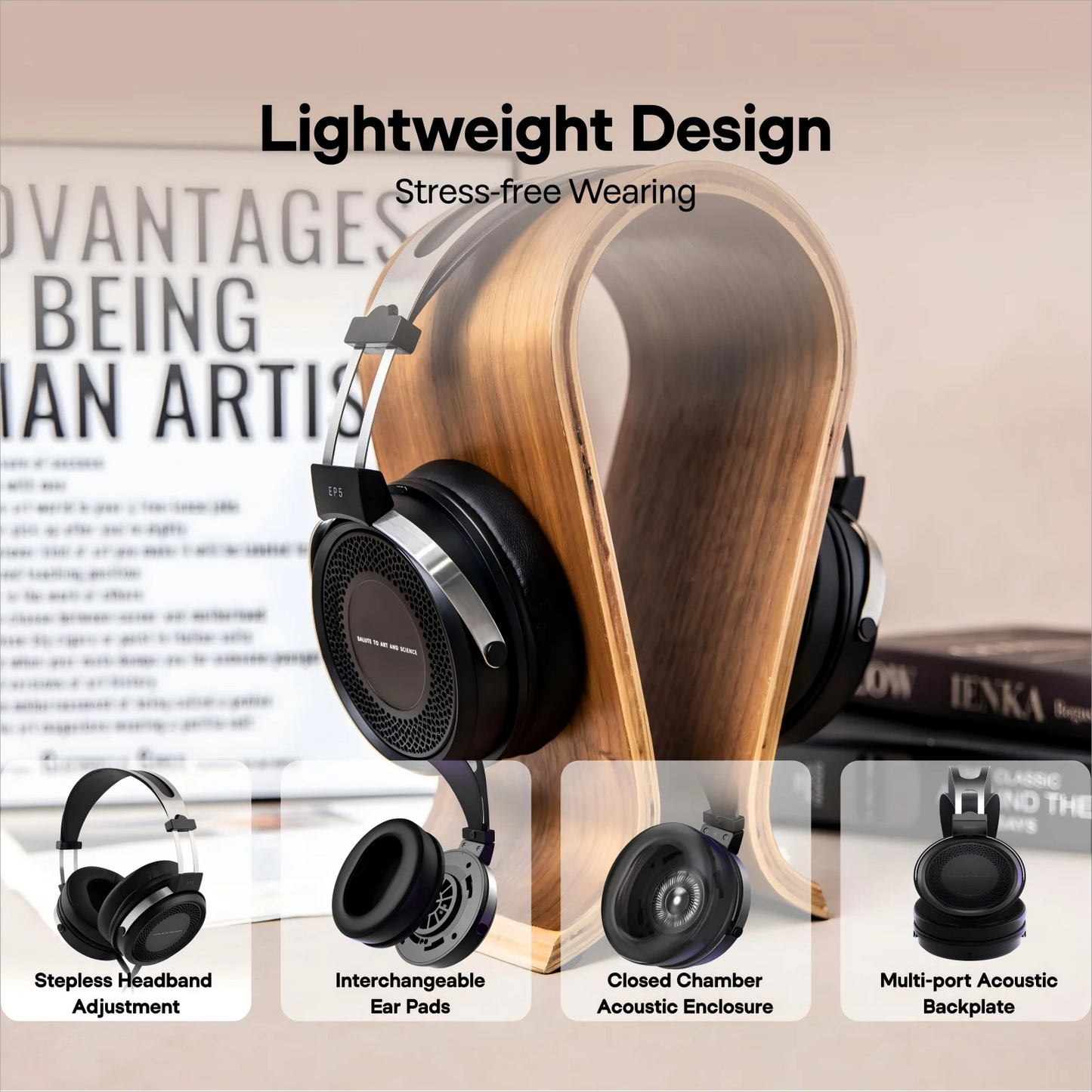 Auscultadores com Fio SIMGOT EP5 de Alto Desempenho com Driver Dinâmico de 50mm – Headset Gaming HiFi, Baixa Impedância, Alta Sensibilidade, Som Surround 7.1