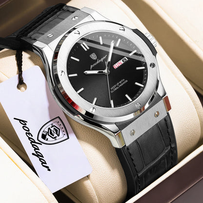 POEDAGAR herenhorloge – Origineel model, zakelijke stijl, waterdicht, siliconen band, datum- en dagweergave, quartz uurwerk, trendy luxe horloge.