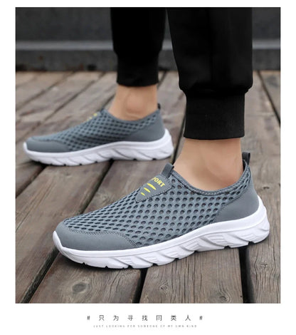 YRZL Lightweight Men Casual Shoes Breathable Slip on Male Casual Sneakers Anti-slip Men's Flats Outdoor Walking Shoes Size 39-46