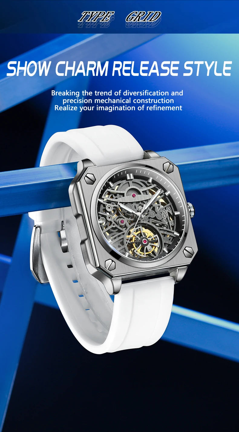 BINBOND mechanical wristwatches for men luxury luminous waterproof automatic accurate tourbillon men's watch skeleton reloj