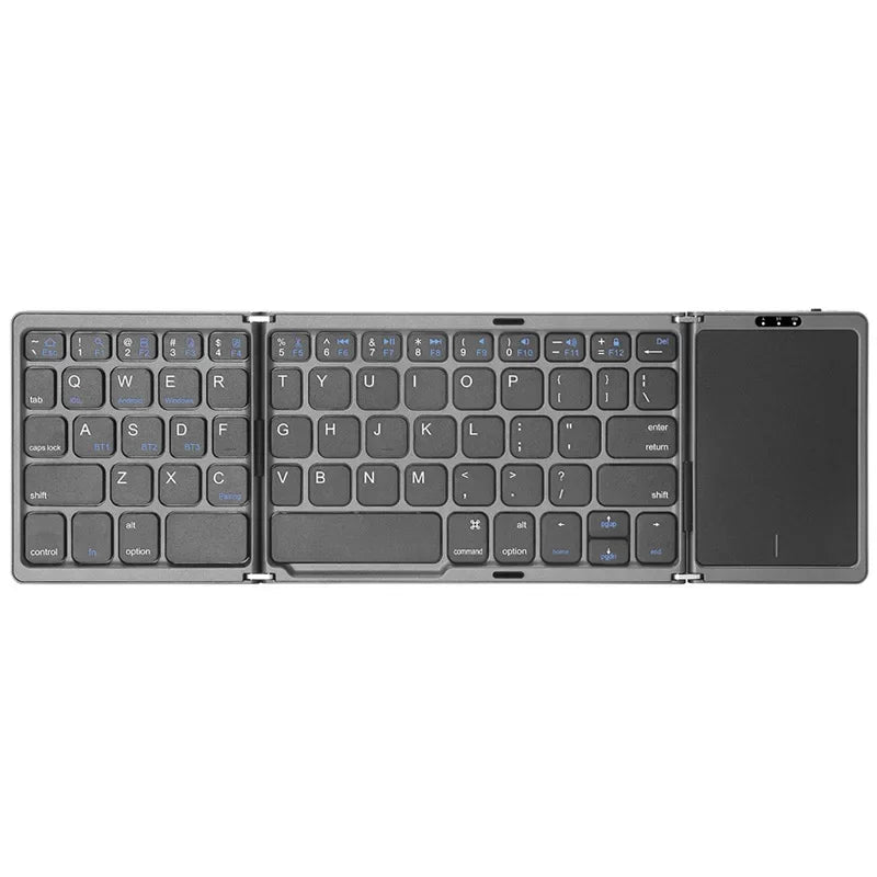 Tri-Bluetooth Keyboard Tri-fold keyboard with Touchpad Portable Mini Keyboard Rechargeable Keyboard for PC Windows Android IOS