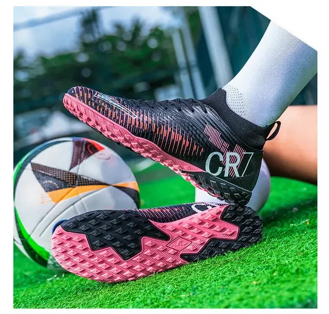 Kinder-Fußballschuhe mit Zehenschutz, Schnürverschluss, kurzen rutschfesten Stollen, strapazierfähig und atmungsaktiv, für Outdoor-Spiele auf Rasen