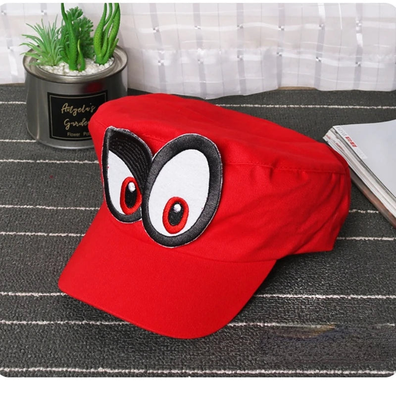 Cappellino da cosplay per il gioco anime Super Luigi Brothers, Cosplay Odyssey, unisex per adulti, divertente, con grandi occhi, cappellino da baseball
