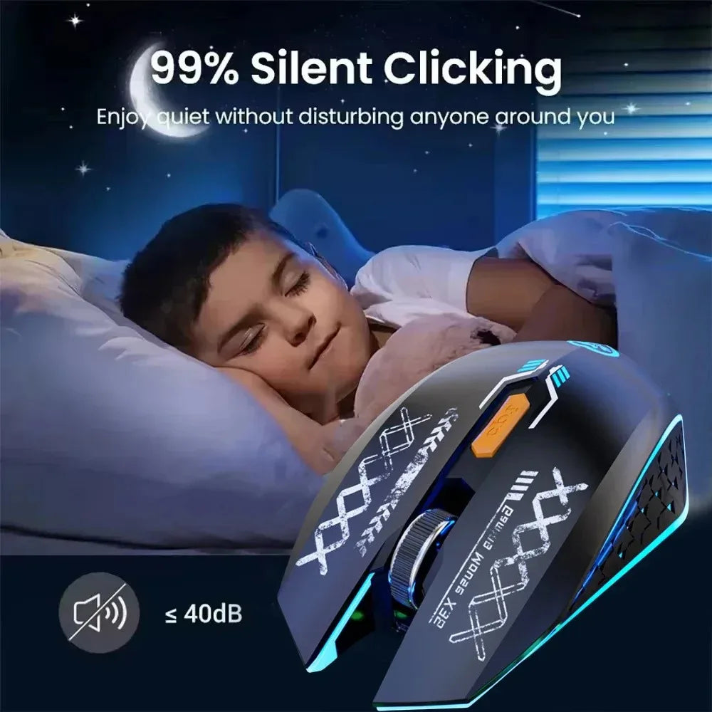 Bluetooth Mouse 2.4G Wireless Mouse RGB Backlit Dual-mode Rechargeable Silent Mice Gaming Mouse 1600 DPI Mouse for PC Laptop