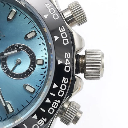 39mm Watch Quartz for Men Luxury Chronograph Fashion Sapphire Trendy Stylish Sports Mens Steel Band Wrist Watches