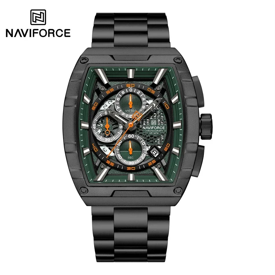 NAVIFORCE Top Brand Men's Watches Luxury Tonneau Quartz Wristwatch Waterproof Chronograph Watch for Men 2025 Auto Date Clock