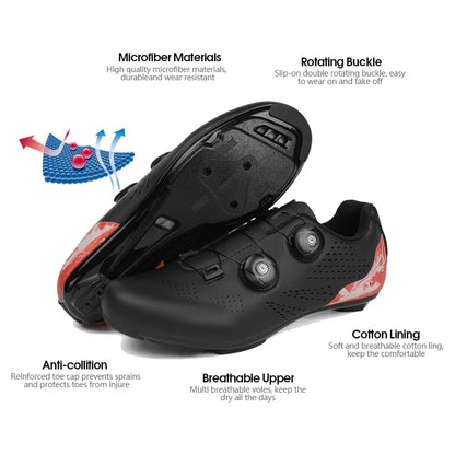 Professional Men's Road Cycling Sneakers, Bike Shoes with SPD MTB Sole, Flat Racing Speed Trail Mountain Bicycle Footwear, Pedal Sports