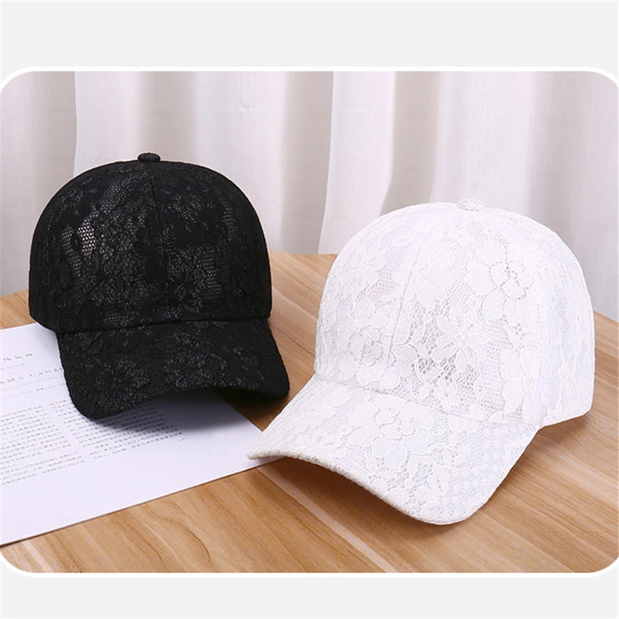 Princess-tyylinen pitsikirjailtu verkkokukka-kevät- ja kesämallinen naisten baseball-lippis, hengittävä naisten snapback-lippis, nuorille tytöille, BQ091