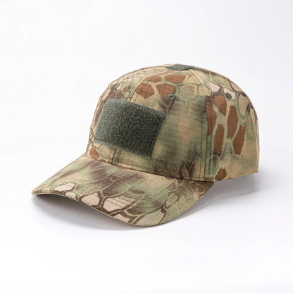Spring Camo Baseball Cap - Tactical Military Snapback with Hook & Loop Patch Unisex Breathable Sun Hat Outdoor UV Protection