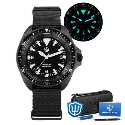 Watchdives WD1980 V3 Quartz Watch 100m Waterproof BGW9 Luminous Nylon Strap Watch Sapphire VH31 Movement Men Watch with Gift Box