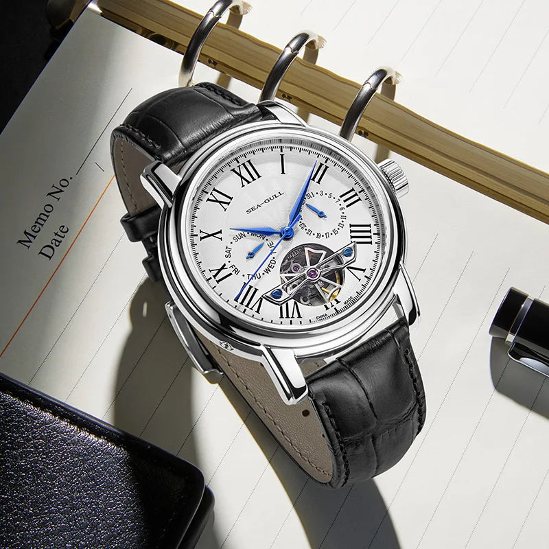 NEW Men's Automatic Mechanical Wristwatch Seagull ST25 Movement Fashion Man Hollow Flywhee Casual Business Watch 819.624