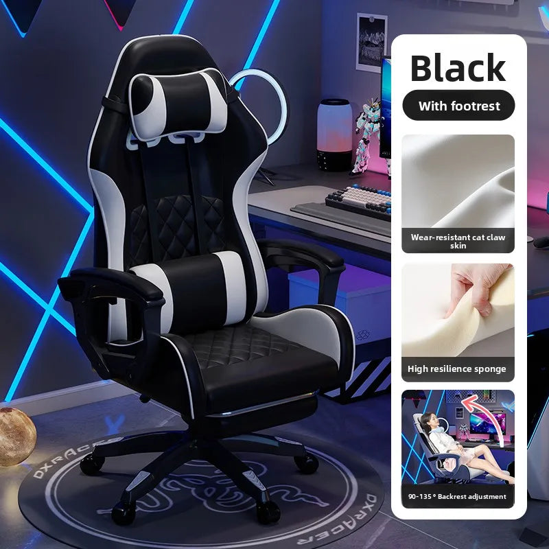 Male e-sports chair is comfortable for prolonged sitting, computer chair can be reclined for leisure, backrest