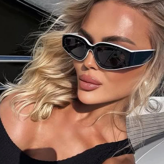 Vintage Oval Sunglasses Women Luxury Brand Designer Cat Eye Sun Glasses Retro Black White Glasses Ladies Goggle UV400 Eyewear