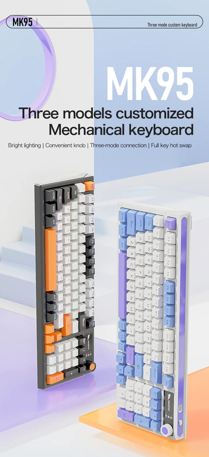 SMAILWOLF MK95 Bluetooth Wireless Three-Mode Mechanical Keyboard Korean Customized Office Gaming Laptop with RGB Lighting Effect