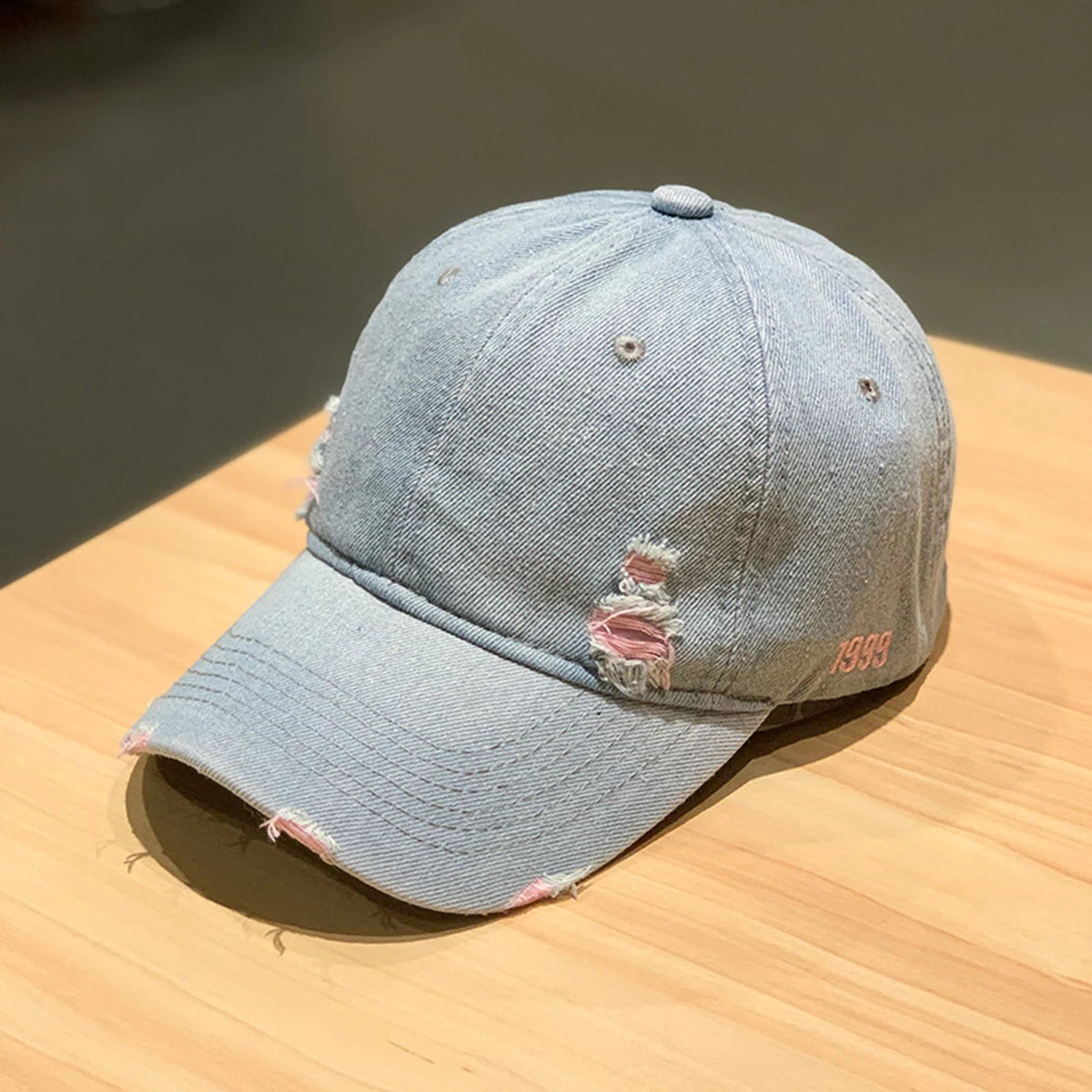 Women's Rainbow Denim Distressed Baseball Cap for Unisex Adjustable Sun Hat Washed Dad Hat Outdoor Visor