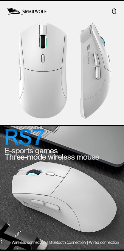 SMAILWOLF RS7 Bluetooth wireless gaming mouse PAW3311 macro driver laptop desktop computer office game 20000dpi