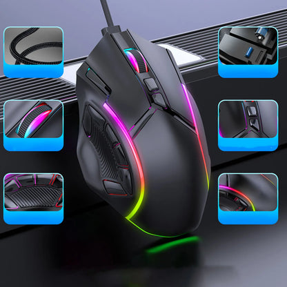 Gaming Mouse RGB Wired Mouse 12800DPI 12 Keys Macro Definition Computer Replacement Accessories Photoelectric Working