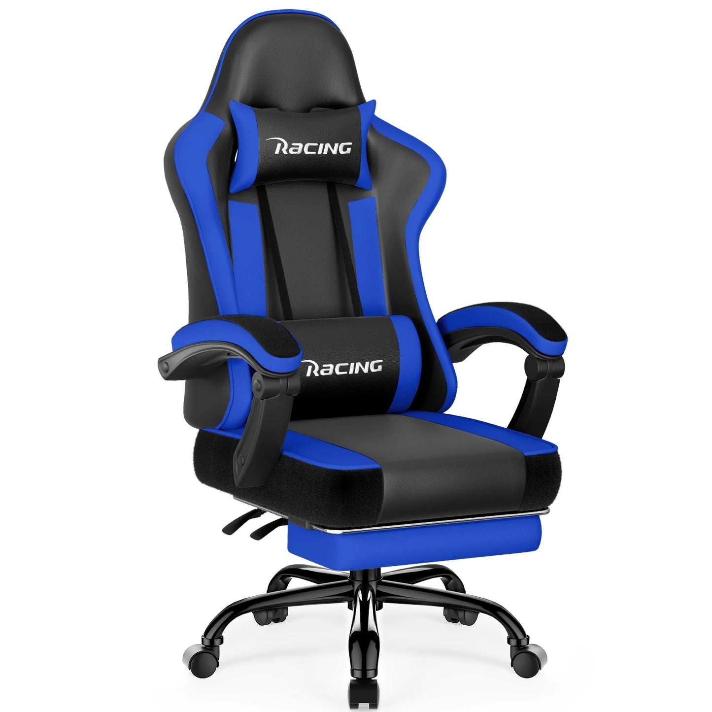 AUTHMIC Ergonomic Gaming Chair with 170° Reclining Backrest, Foldable Footrest, Soft Armrests, Supports150kg,Breathable Material