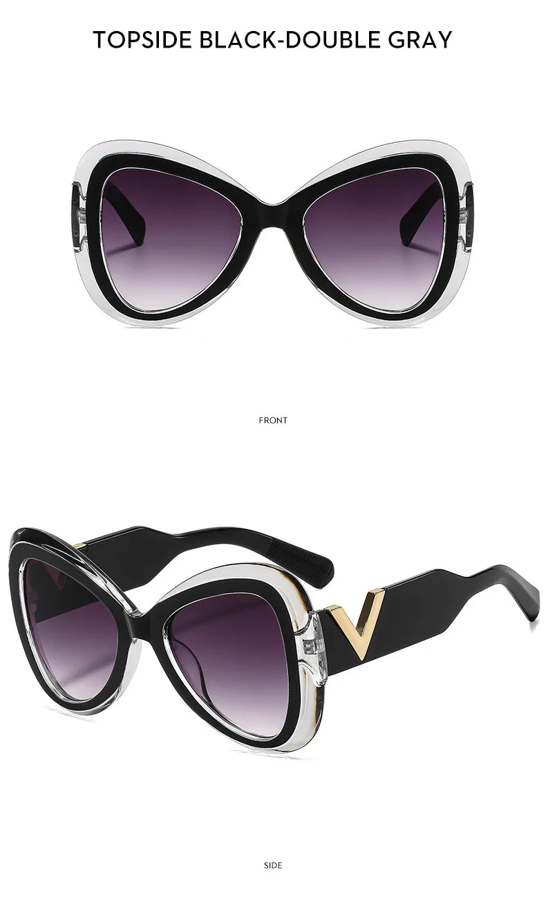 2025 New Fashion Big Frame Cat's Eye Butterfly Women Sunglasses Luxury Designer Men Sunglass Outdoor Travel Eyewear Female UV400