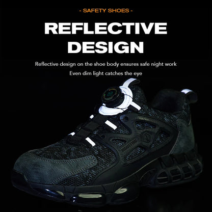 Size 47 48 Work Safety Shoes Men Reflective Design Steel Toe Shoes Rotation Button Work Sneakers Protective Safety Boots
