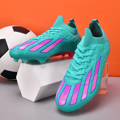 Professional Men's Ankle Football Boots Outdoor Grass Cleats Unisex Soccer Shoes Long Spikes FG Football Shoes Chuteira Society