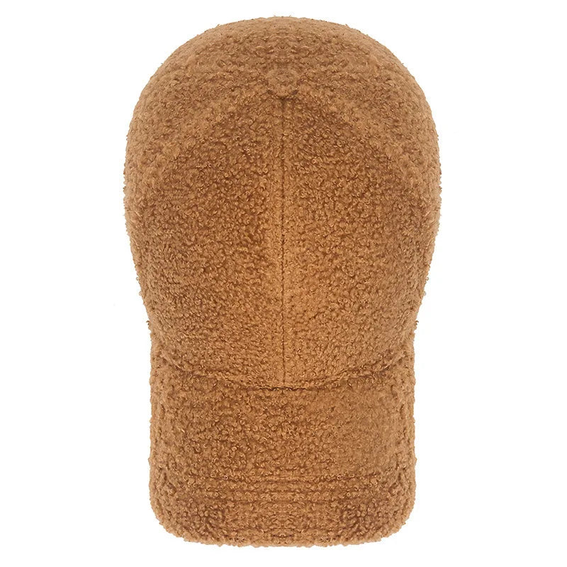 Winter Lamb Wool Solid Color Plain Baseball Cap - Warm Teddy Fleece, Face-Flattering, Structured Crown