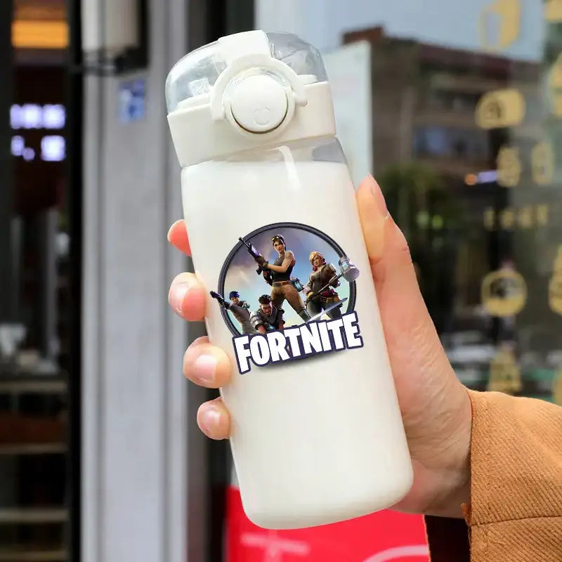 400ML Fortnites 18CM Strohhalmbecher für Erwachsene, Jungen und Mädchen, niedlicher Wasserbecher im Cartoon-Stil für Schüler, stoßfeste tragbare Trinkflasche als Geschenk