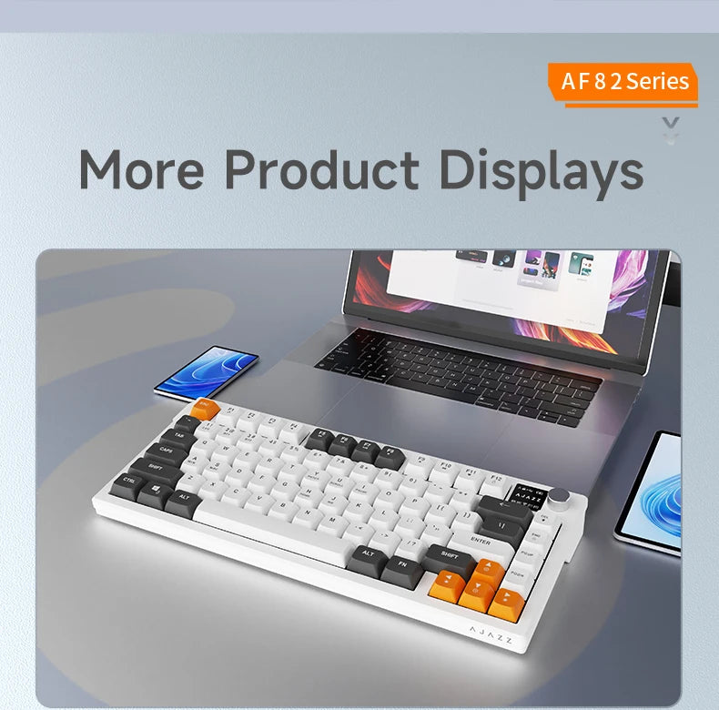 AJAZZ AF82 Office Low Profile Keyboard RGB Wired/Wireless Gaming Keyboard 75% Layout 82 keys 4000mAh Battery for Win/Mac