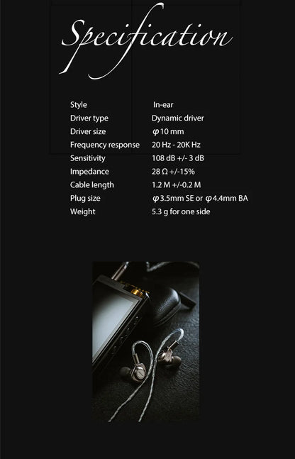 Kefine X ANGELEARS Delci AE 10mm DLC+PU Diaphragm Dynamic Driver IEMs Hi-Fi I n-ear Earphone with Two Tuning Style