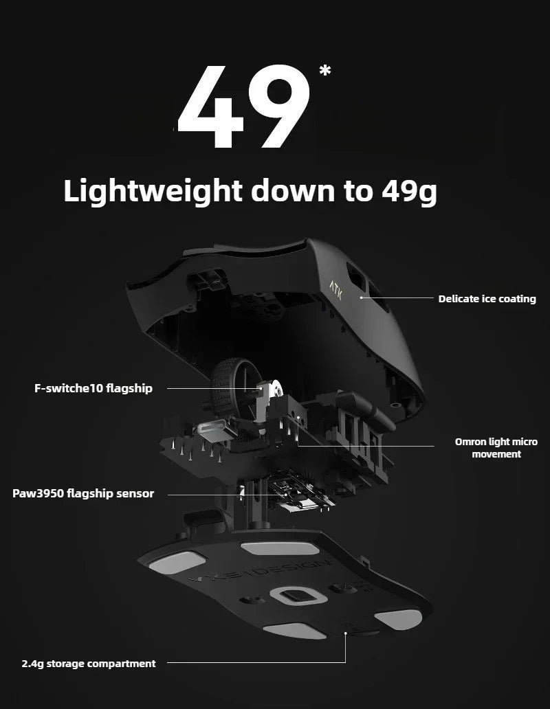 New ATK X1 SE Starlight Wireless Lightweight Mouse PAW3395 26K DPI Hub Page Driver 1000Hz Gaming Mouse PC Player Accessories