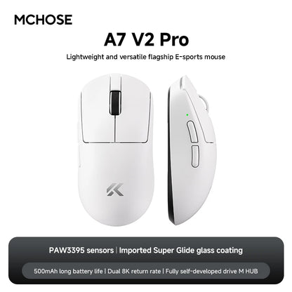 NEW MCHOSE A7 V2 E-sports mouse wireless Bluetooth tri-mode Ergonomics lightweight 8K gaming mice Customized PC accessory gifts