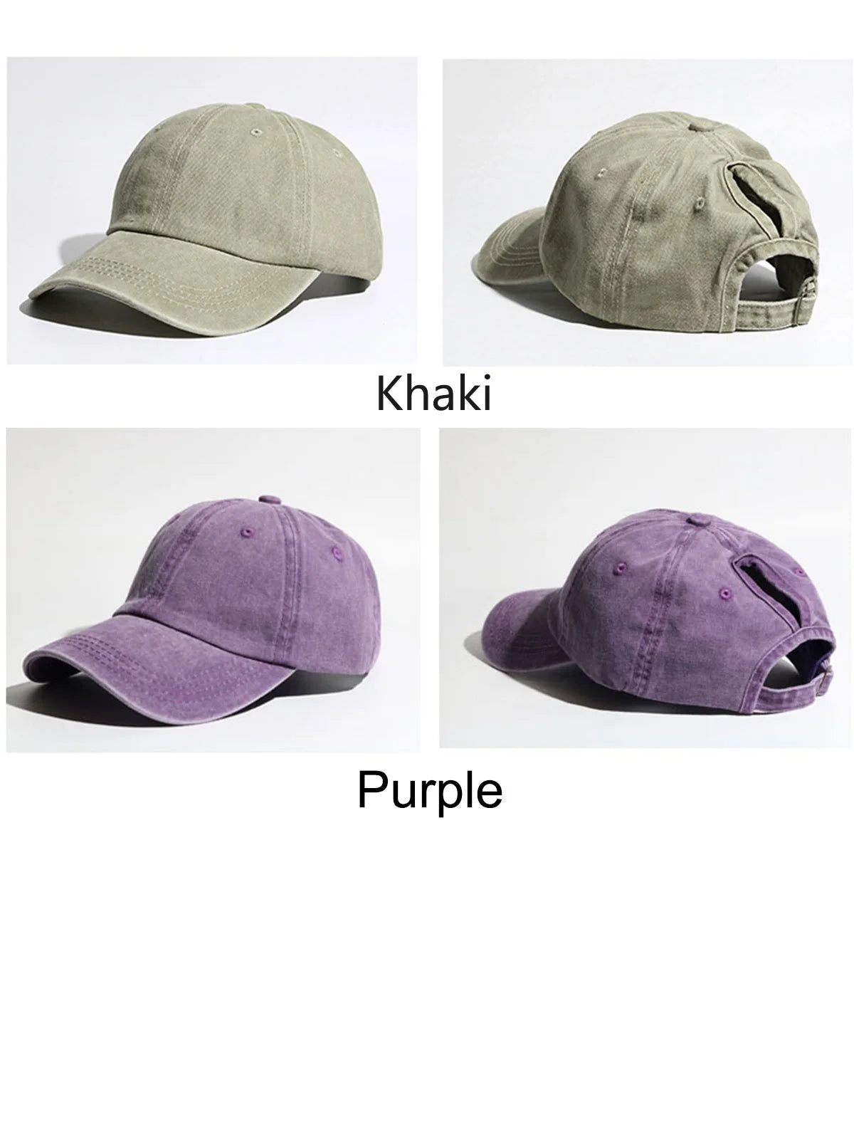 Simple Washed Hole Crossing High Ponytail Hat For Women, Versatile Baseball Cap Soft Top Baseball Cap