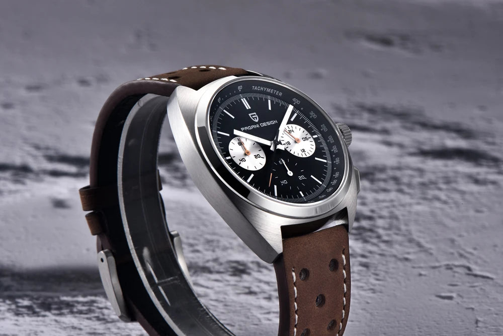PAGANI DESIGN 2026 Retro Luxury Men's Quartz Watches Sports Chronograph VK63 Watch For Men AR Sapphire Waterproof Leather Clock