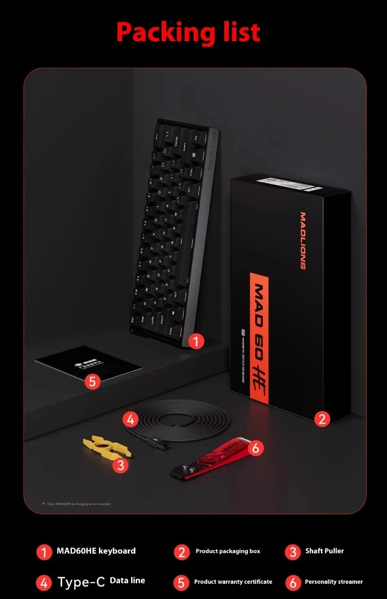Madlions mad60he Mad60 Mad68 HE Mechanical Keyboard Magnetic Switch Mad60he Wired Game Keyboard Rapid Trigger Rgb Keyboard