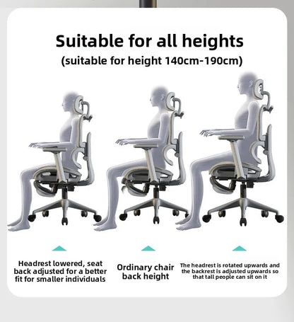 Breathable Ergonomic Office Computer Chair Reclining Gaming Chair  Comfort Lumbar Support  Long Sitting Adjustable Swivel Design