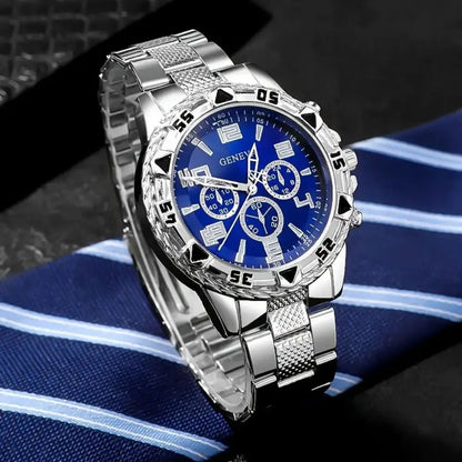 High Quality Stainless Steel Watchband Men Wristwatch Luxury Casual Quartz Watch Large Dial Business Watch