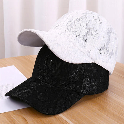 Princess-tyylinen pitsikirjailtu verkkokukka-kevät- ja kesämallinen naisten baseball-lippis, hengittävä naisten snapback-lippis, nuorille tytöille, BQ091