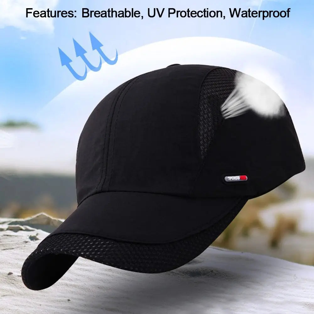 Waterproof Cotton Quick Dry Baseball Cap Snapback Hats Mesh Sun Hat
