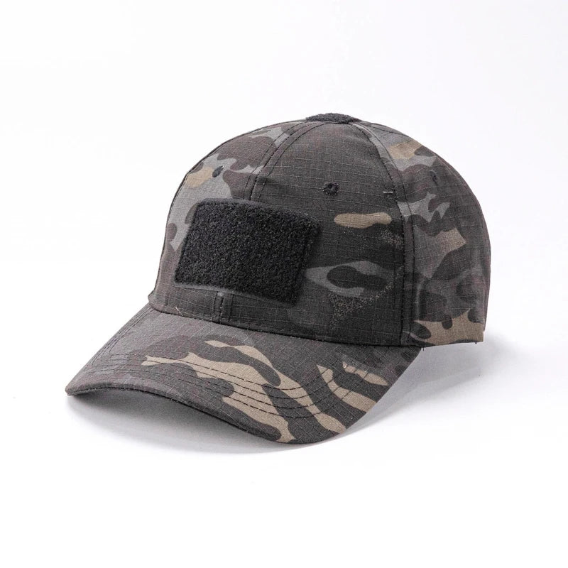 Spring Camo Baseball Cap - Tactical Military Snapback with Hook & Loop Patch Unisex Breathable Sun Hat Outdoor UV Protection