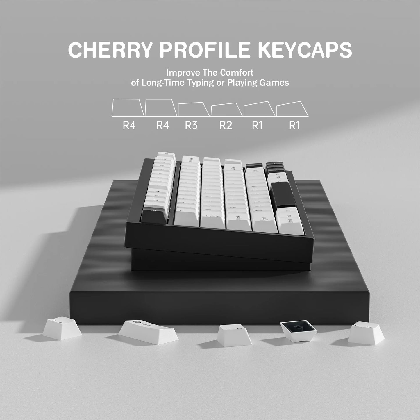 KBDiy GMK BOW Keycaps Cherry Profile Retro White And Black Double Shot PBT Keycap 7u for Mechanical Gaming Keyboard Key Caps Set