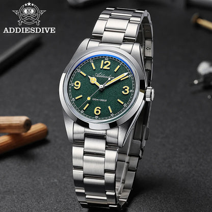 ADDIESDIVE 36mm Bestseller-Herrenuhr AD2518 mit gewölbtem Spiegelglas, 316L-Edelstahl, Herrenuhr, 100m wasserdichte Quarzuhr