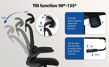Daccormax office chair ergonomic, Desk chair, 150kg capacity, adjustable headrest and armrests, Computer chair with lumbar support
