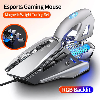 Wired RGB Backlit Esports Gaming Mouse 200-7200 DPI Adjustable, USB Wired for PC Laptop FPS Games