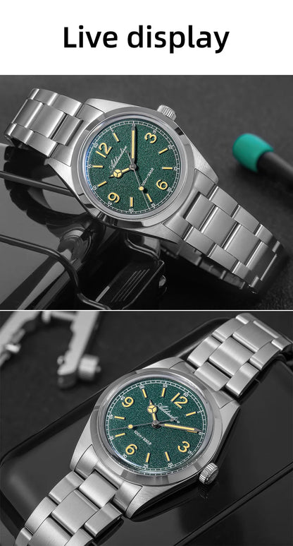 ADDIESDIVE 36mm Bestseller-Herrenuhr AD2518 mit gewölbtem Spiegelglas, 316L-Edelstahl, Herrenuhr, 100m wasserdichte Quarzuhr