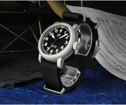 San Martin New 40mm Retro Pilot YN55 Automatic Mechanical Fashion Simple Style Men Wristwatch 100m Waterproof C3 Luminous SN0143