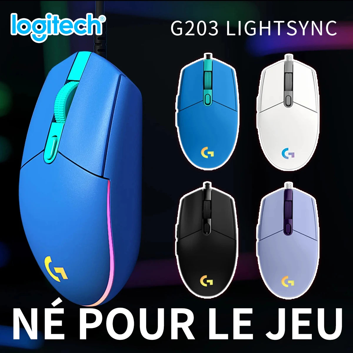 Logitech G203 Wired Gaming Mouse, Esports-Grade, 6 Programmable Buttons & Multi-Color for Competitive Games